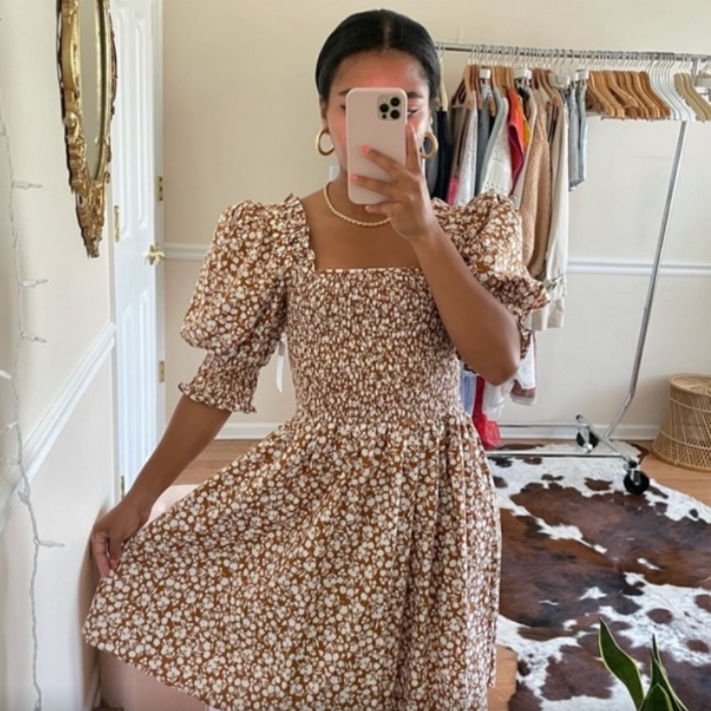 REVOLVE Brown Floral Mini Dress
